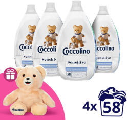 Coccolino Sensitive Pure ultrakoncentrált öblítő 4x870 ml (232 mosás) - pelenka