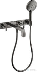 Hansgrohe AXOR Citterio falsík alatti kádtöltő csaptelep zuhanyszettel, polírozott fekete króm 39441330 (39441330)