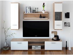 TEMPO KONDELA Nappali szekrénysor, tölgyfa wotan/fehér, WAW NEW