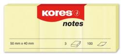 KORES Notes adeziv 40 x 50 mm galben pal 3 x 100 file Kores (KO46050)