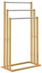 Casaria RUBBY bambusz törölközőtartó fém rudakkal, 46x24x84cm, barna/ezüst Casaria