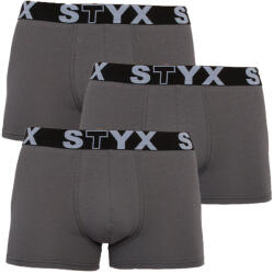Styx 3PACK Boxeri bărbați Styx elastic sport mărimi mari gri închis (R10636363) 3XL (166493)