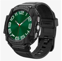 Spigen RUGGED ARMOR PRO pótszíj (egyedi méret, szilikon, ütésállóság + szilikon keret) FEKETE Samsung Galaxy Watch Ultra eSIM 47mm (SM-L705) (ACS08427)