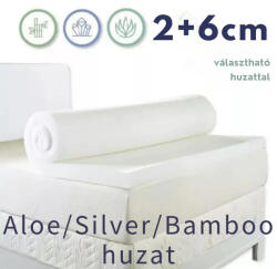 Ortho-Sleepy Memory+2cm HR-EcO fedőmatrac, Silver, Aloe vagy Bamboo huzattal, 8cm magas, 90x200cm (TOPMATSLP-silver-6cm_memory-2cmHREcO-90x200cm) - vitaltrade