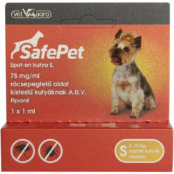 SafePet 75 mg/1 ml spot on kutya S 2-10 kg 1x - webshop
