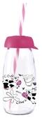 SOLMAZER IRIS Cow & Milk üveg palack szívószállal 250ml, rózsaszín 111722-013P (111722-013P) - bestbyte