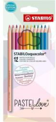 STABILO Creioane colorate Stabilo aquacolor pastellove, 12 culori/set SW16127