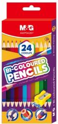 M&G Creioane colorate hexagonal Duo M&G, 12 creioane colorate cu 2 capete, 24 de culori si ascutitoare cadou AWP34207