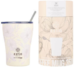 Estia Home Art Cană de Cafea Save The Aegean Pahar Termos Reciclabil din Oțel Inoxidabil Fără BPA 350 ml Terra Serenity cu Pai 01-23034 (01-23034)