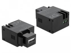 Delock 2, 1 A-s, fekete, A-típusú USB töltő portos Keystone modul (86506)