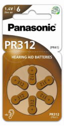 Panasonic PR312/6LB cink-levegő hallókészülék elem, PR41, 6 db/bliszter (PR312-6LB)