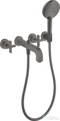 Hansgrohe AXOR CITTERIO falsík alatti kádtöltő csaptelep zuhanyszettel, szálcsiszolt fekete króm 39447340 (39447340)