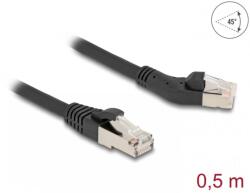 Delock Cablu de retea RJ45 6A S/FTP drept/unghi stanga 45 grade 0.5m Negru, Delock 80598 (80598)