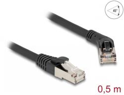 Delock Cablu de retea RJ45 6A S/FTP drept/unghi 45 grade dreapta 0.5m Negru, Delock 80488 (80488)