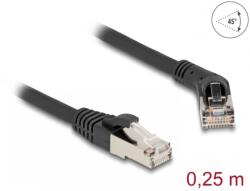 Delock Cablu de retea RJ45 6A S/FTP drept/unghi 45 grade dreapta 0.25m Negru, Delock 80487 (80487)
