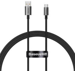 USB töltő- és adatkábel, USB Type-C, 100 cm, 6000mA, 100W, törésgátlóval, gyorstöltés, PD, QC, Baseus Superior, P10320102114-00, fekete