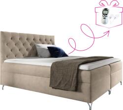 TEMPO KONDELA Boxspring ágy, 200x200, szürkésbézs Taupe Velvet szövet, GULIETTE + ajándék