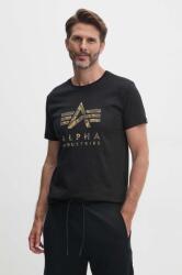 Alpha Industries pamut póló fekete, férfi, nyomott mintás, 146506 - fekete M