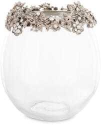 ART-POL Üveg mécsestartó ezüstszín fém díszítéssel 14x11, 4x11, 4cm (168372)