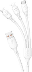 Dudao USB kábel - USB C / micro USB / Lightning 480Mb/s 6A 1.2m - fehér