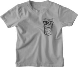  Zsebmintás Szemüveges Cica - Gyerek Póló (979300)