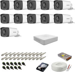 Hikvision Kit supraveghere complet Hikvision, 2MP, 11 camere, IR 40m