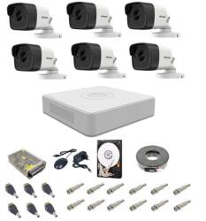 Hikvision Kit supraveghere complet audio-video Hikvision, 5MP, 6 camere , IR 20m