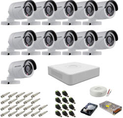 Hikvision Kit supraveghere complet Hikvision, 2MP, 11 camere, IR 20m