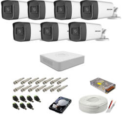 Hikvision Sistem de supraveghere complet Hikvision, 5MP, 7 camere , IR 40m