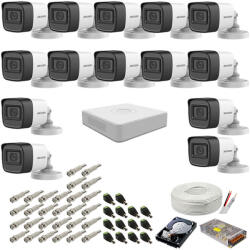 Hikvision Kit supraveghere complet Hikvision, 2MP, 14 camere audio-video, IR 30m