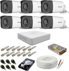 Hikvision Kit supraveghere complet Hikvision, 2MP, 6 camere, IR 40m