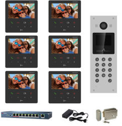 Hikvision Videointerfon IP Hikvision 6 familii, 6 monitoare 4.3 inch