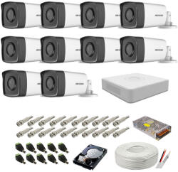 Hikvision Kit supraveghere complet Hikvision, 2MP, 10 camere , IR 80m