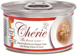 Chérie Pelyhes Sárgaúszójú Keverék Skipjack Tonhal Garnélarákkal Mártásban 80g