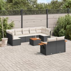 vidaXL Set canapele de grădină cu perne, 10 piese, negru, poliratan (3259536)