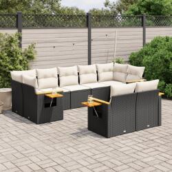 vidaXL Set mobilier de grădină cu perne, 9 piese, negru, poliratan (3259529)