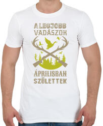 printfashion A legjobb vadászok áprilisban születtek - Férfi póló - Fehér (16332120)