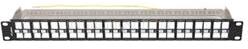 Lanberg Üres patch panel 48 port 1U 19" FTP, árnyékolt, tehermentesítővel (fekete) (PPKS-1248-B) (PPKS-1248-B)