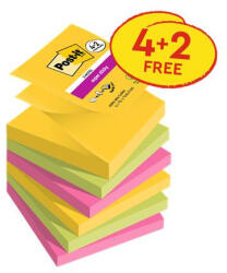 3M Öntapadó jegyzettömb, Z, 76x76 mm, 4+2x90 lap, 3M POSTIT Carnival, vegyes (LPR33042SSR) - officemarket