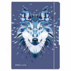 Herlitz Caiet My. Book Flex A4, 2x40 file, 80 g/mp, dictando si matematica, Wild Animal wolf, Herlitz HZ50027262