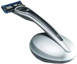 Bolin Webb borotvakészlet állvánnyal, X1 Argent, kompatibilis a Gillette Fusion 5 pengével, ergonómikus fogantyú, prémium dizájn, mágneses állvány, mélyborotválkozás, tartalékot tartalmaz, ez (X1-SET-STD-SIL)