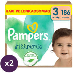 Pampers INGYENES SZÁLLÍTÁS - Pampers Harmonie pelenka 3, 6-10 kg, HAVI PELENKACSOMAG 372 db + ajándék Harmonie törlőkendő
