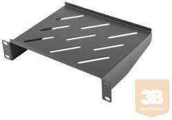 Lanberg fixed shelf 10'' 310mm, 1U/254x180mm, max load capacity up to 20kg black (AK-1012-B)