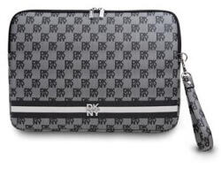 DKNY PU Leather Checkered Pattern and Stripe Laptop táska, 13-14", fekete (DKCS14PVSHLK)