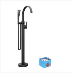 RAVAK FREEDOM padlón álló kádcsaptelep fekete FM 080.20BL. RB07A (R-box nélkül) (FM 080.20BL.RB07A)