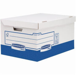 Fellowes Archiváló konténer, karton, ultra erős, nagy, Fellowes® Bankers Box Basic, 10 db/csomag, kék-fehér - delfinbuvar