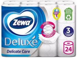Zewa Toalettpapír 3 rétegű kistekercses 100% cellulóz 150 lap/tekercs 24 tekercs/csomag Delicate Care Deluxe Zewa hófehér - delfinbuvar