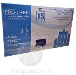 Pro-care G. kesztyű latex XS Púderes 100db - delfinbuvar