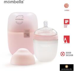 Mombella Biberon anticolici Mombella Breast-Like 210 ml, tetina M flux mediu, 100% Silicon, Old Roze (8139)