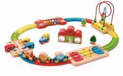 Hape Jucarie din lemn Hape - Sina de tren curcubeu cu puzzle 30 piese (E3826A) Trenulet